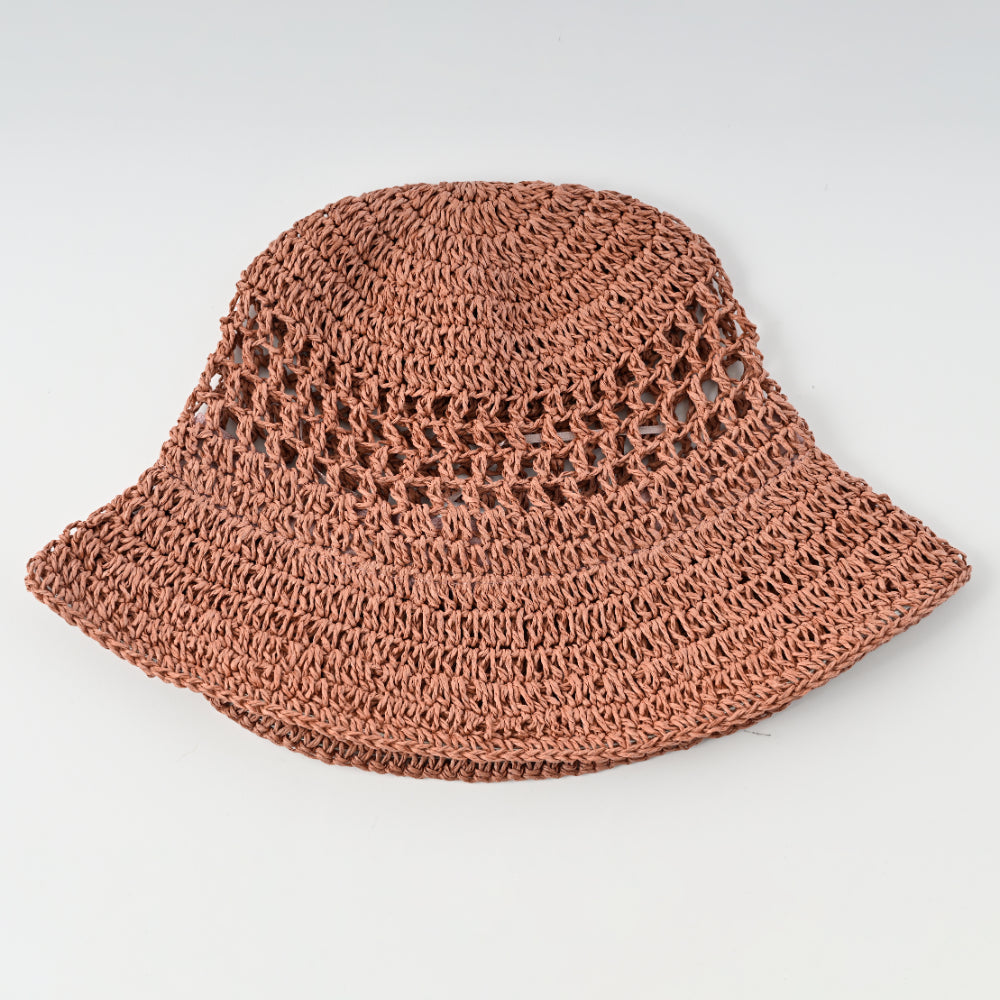 K&Co Sorrento Straw Bucket Hat - PINK